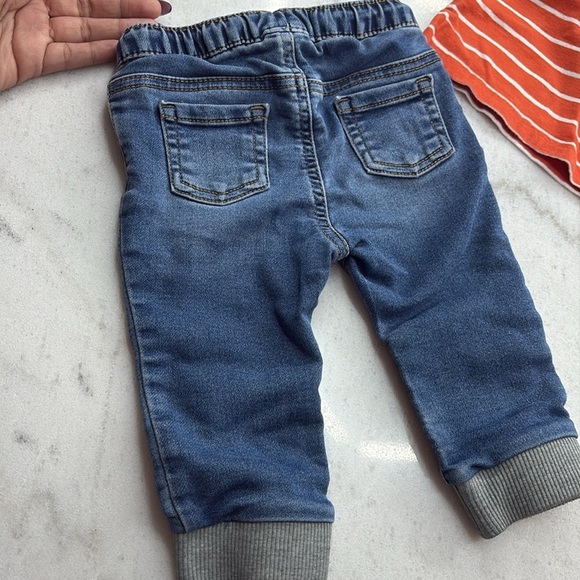 Orange Striped Polo and Blue Jeans Set - Picture 4 of 8